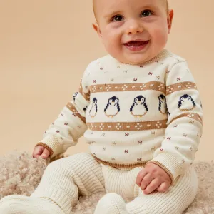 Penguin Fair Isle Knitted Sweater & Leggings Outfit