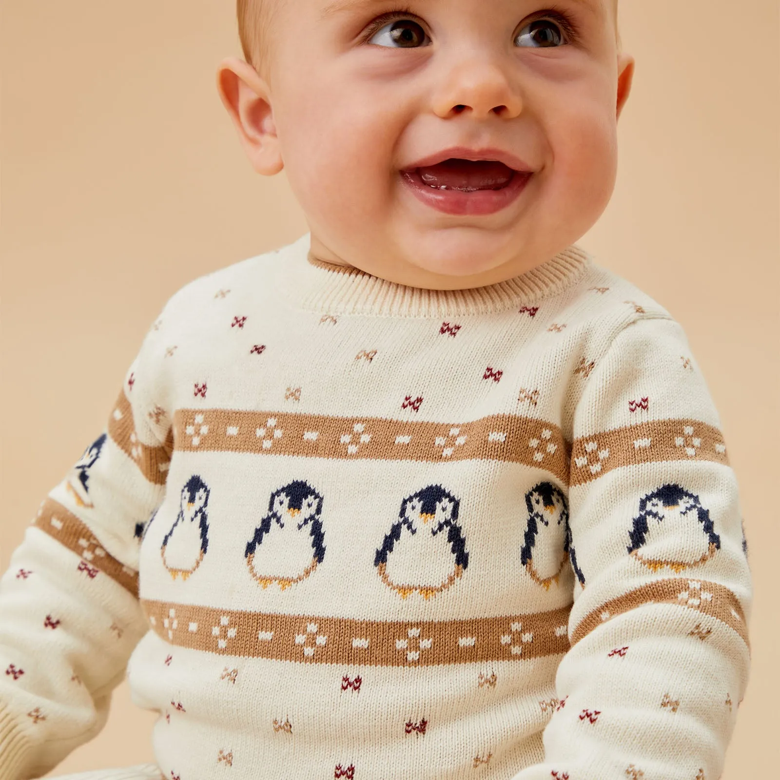 Penguin Fair Isle Knitted Sweater & Leggings Outfit