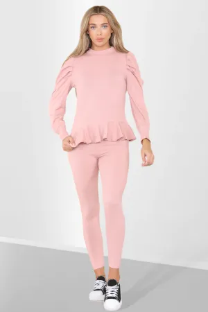 Peplum Ruched Shoulder & Frill Suit