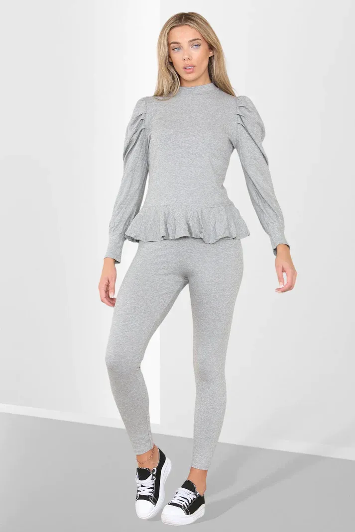 Peplum Ruched Shoulder & Frill Suit
