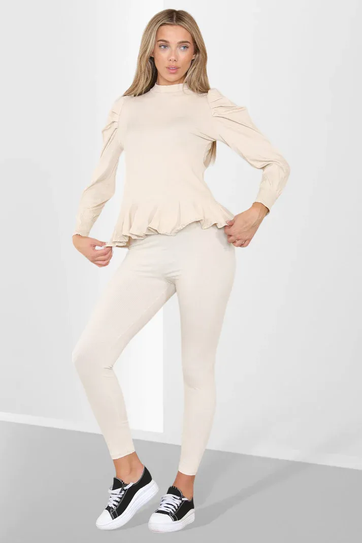 Peplum Ruched Shoulder & Frill Suit