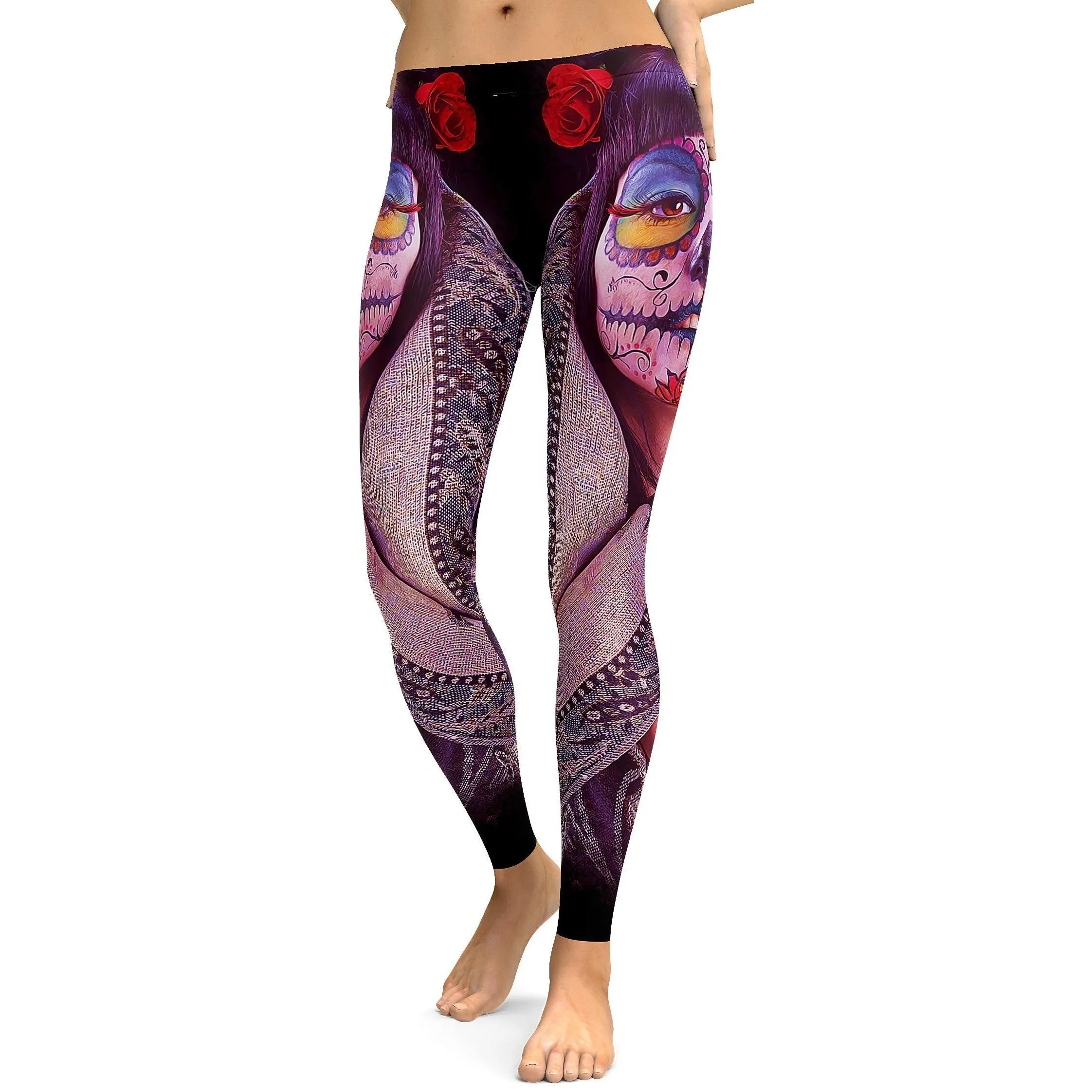 Photorealistic Painted Sugar Skull Leggings