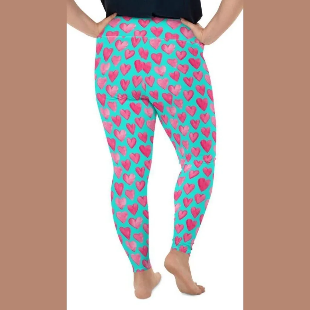 Pink Hearts Plus Size Leggings