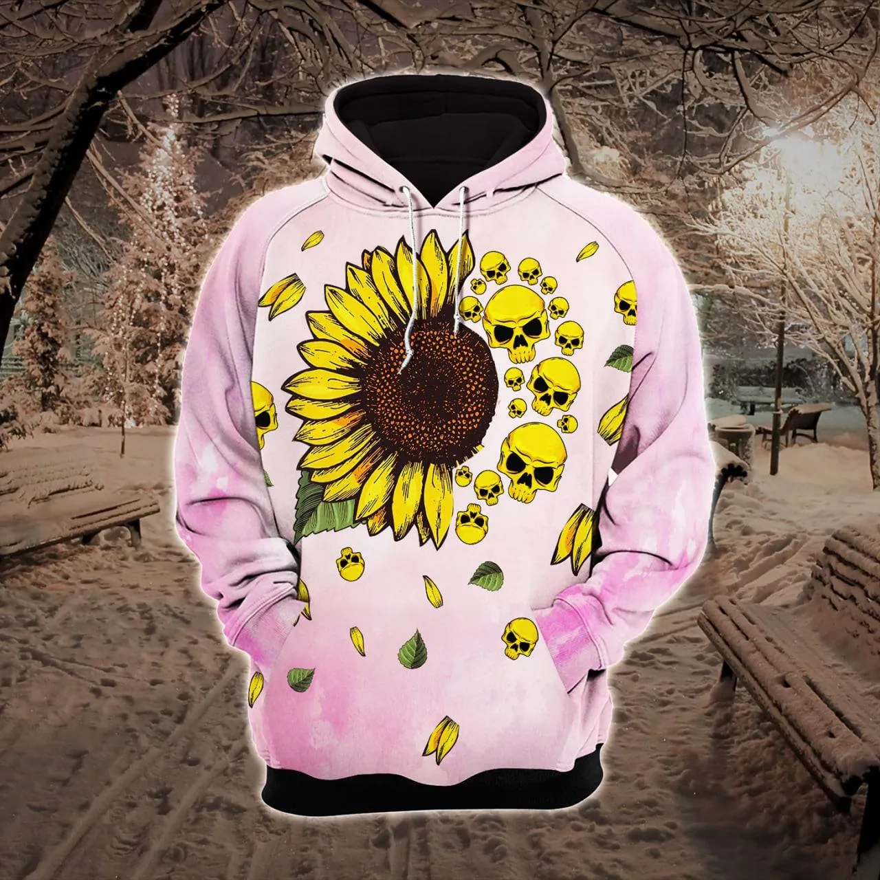 Pink Sunflower Skull Combo Hoodie and Leggings