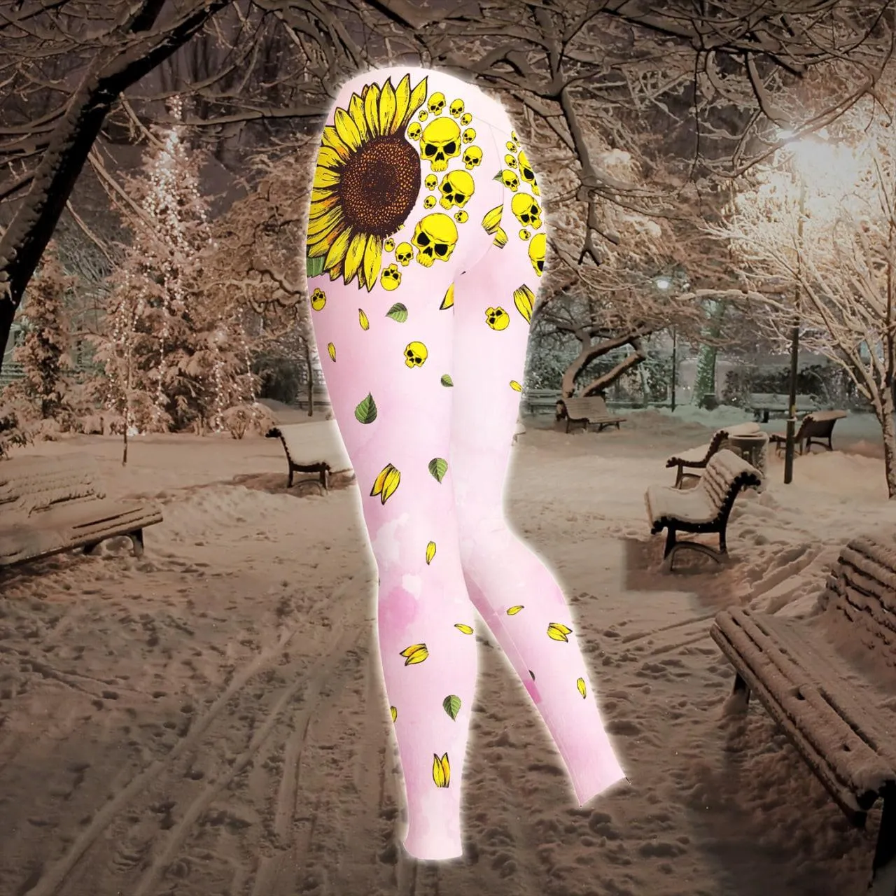 Pink Sunflower Skull Combo Hoodie and Leggings