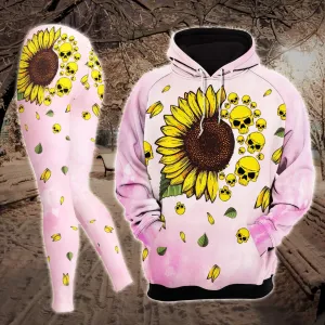 Pink Sunflower Skull Combo Hoodie and Leggings