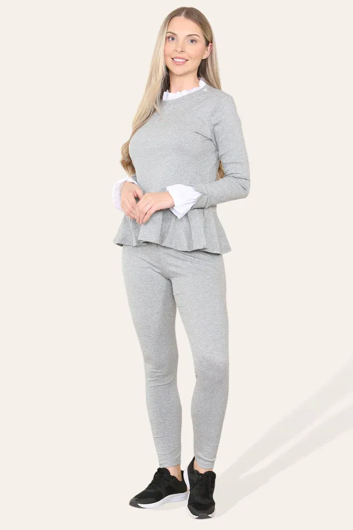 Pleated Frill Peplum Suit