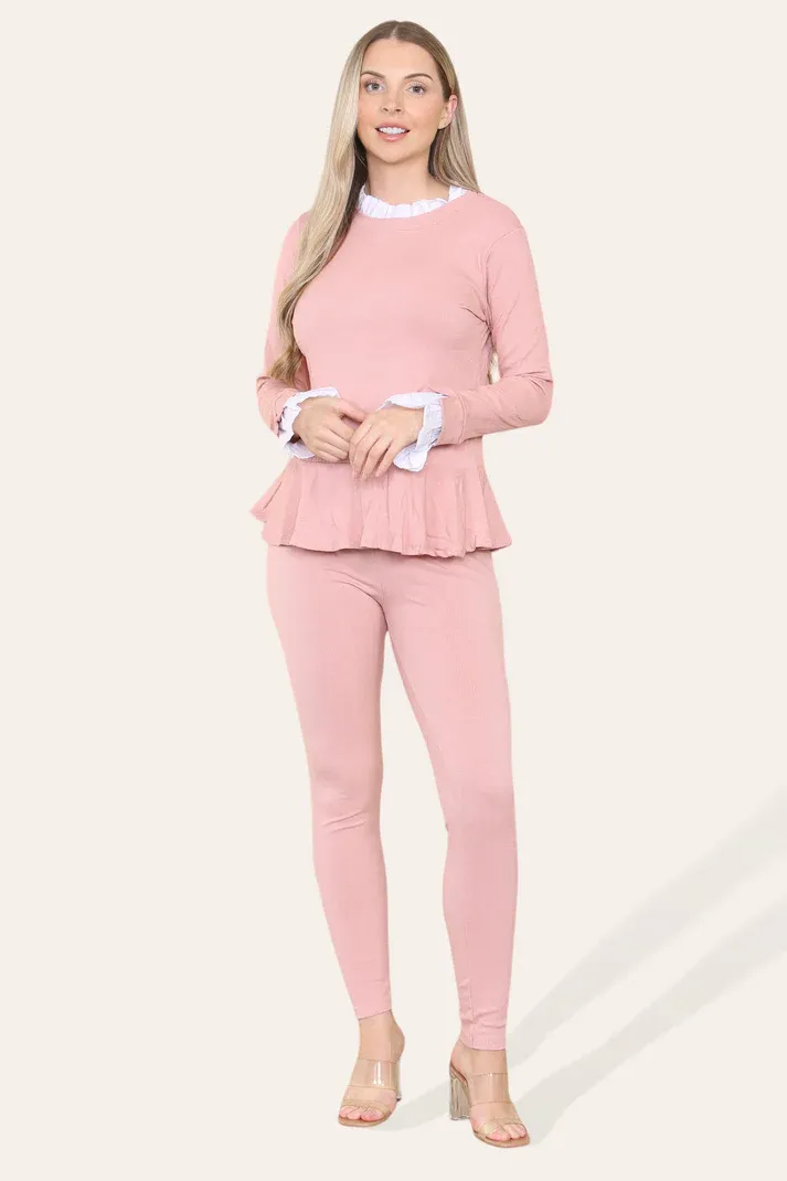 Pleated Frill Peplum Suit