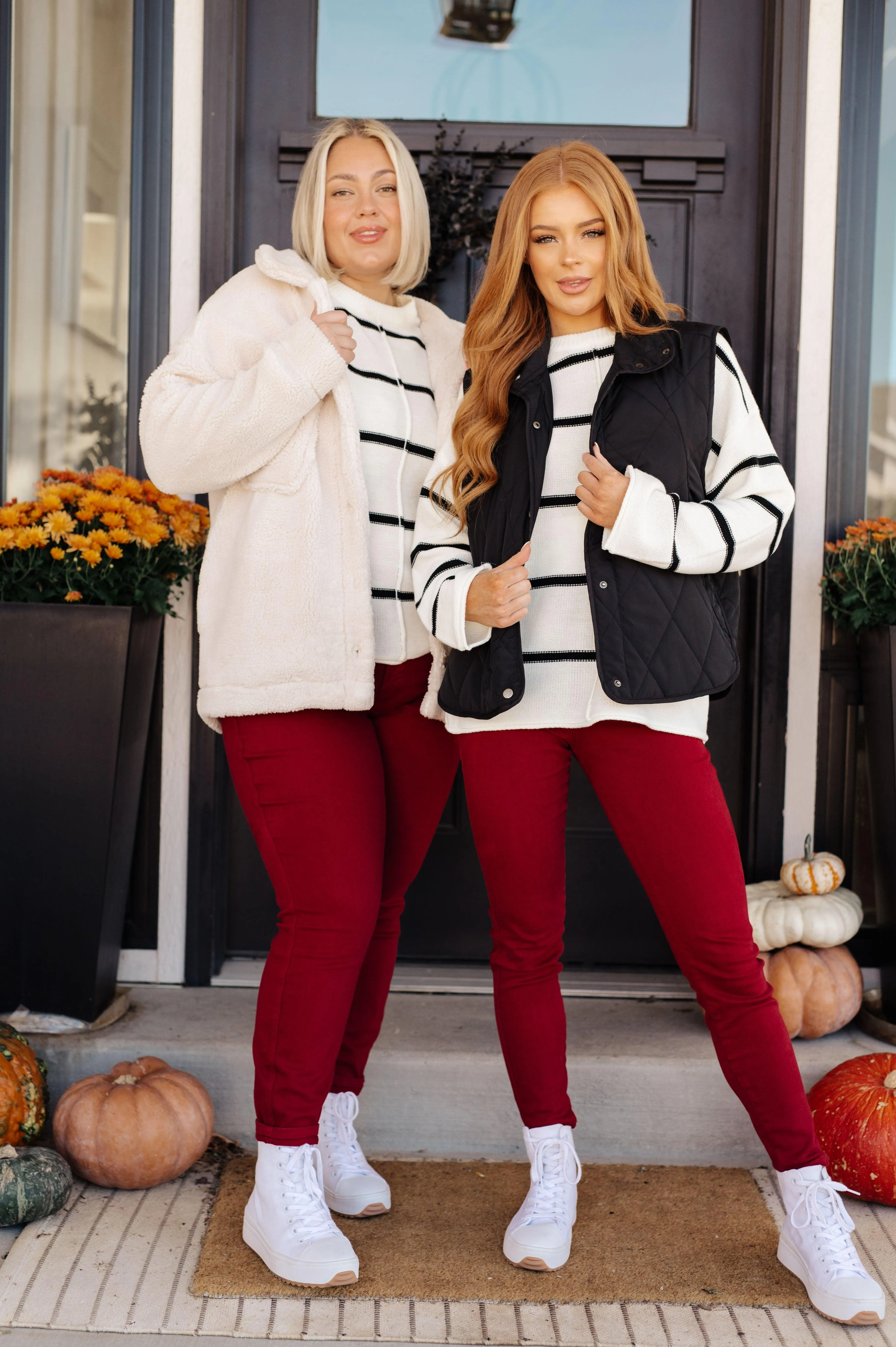 Plus Striped Bell Sleeve Sweater