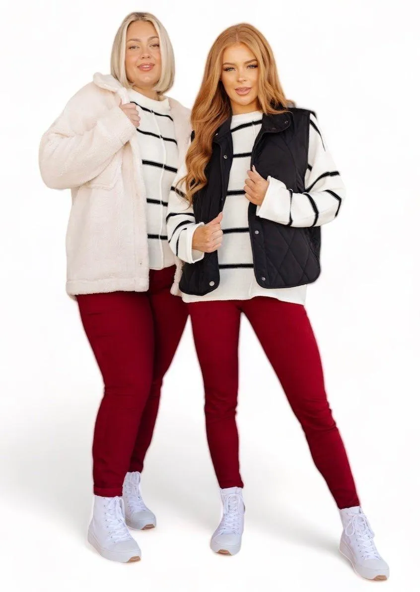 Plus Striped Bell Sleeve Sweater