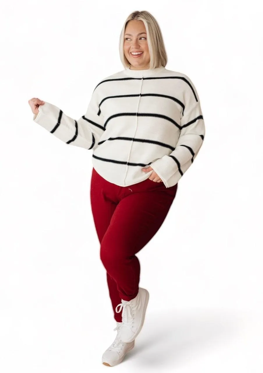 Plus Striped Bell Sleeve Sweater