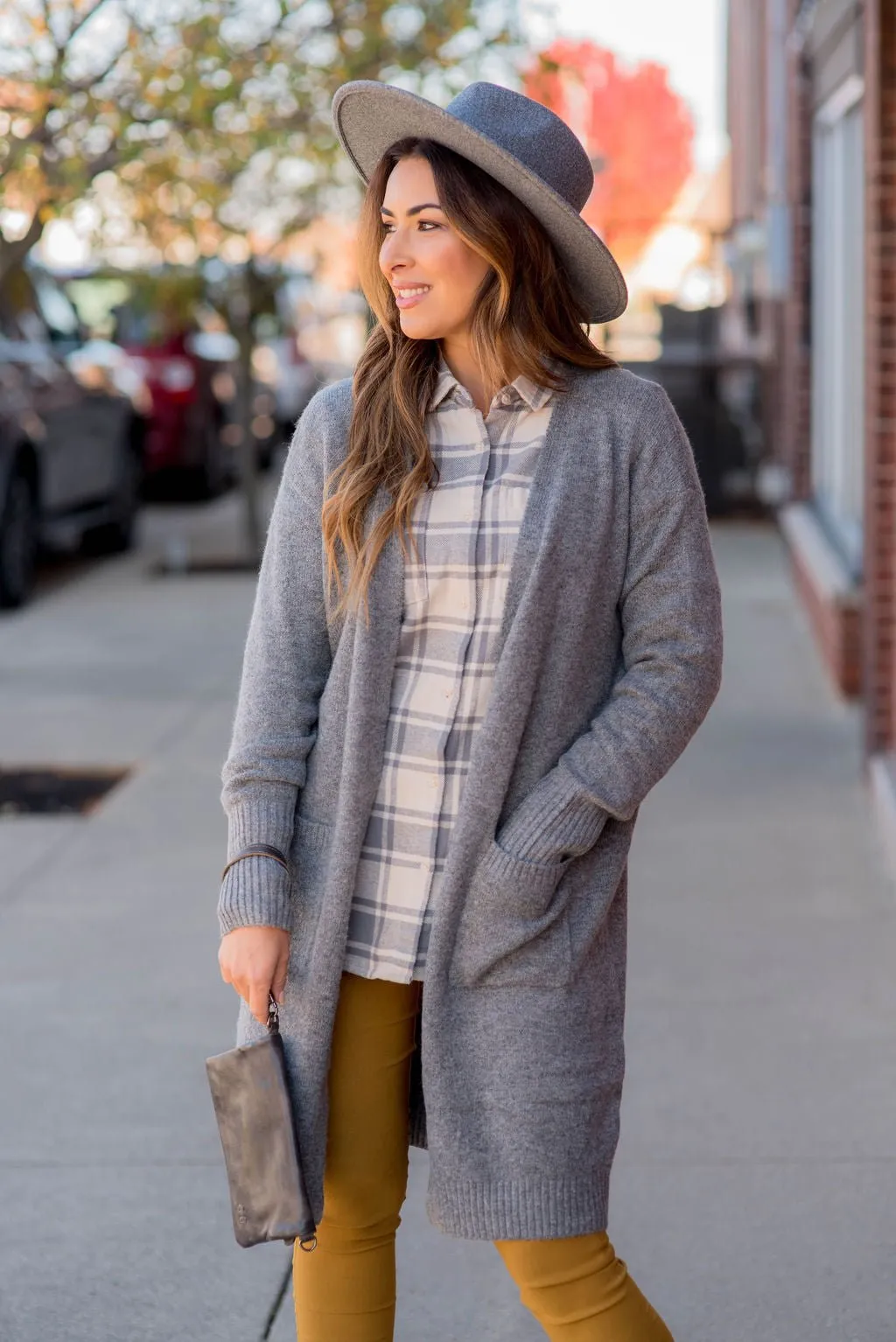 Pocketed Plaid Button Up