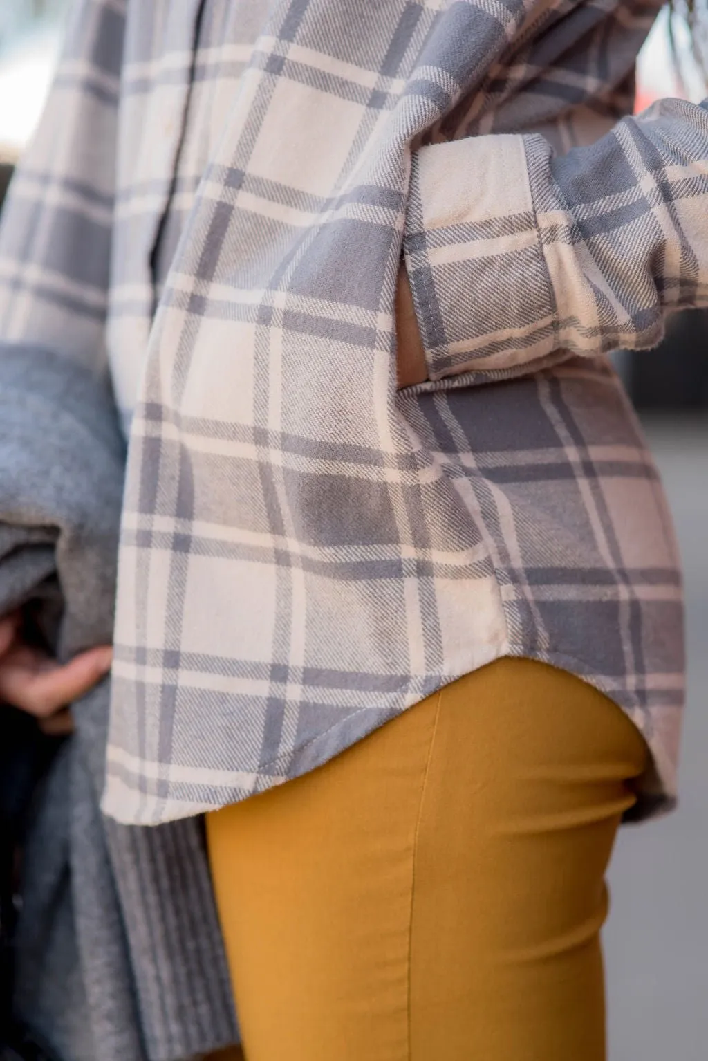 Pocketed Plaid Button Up