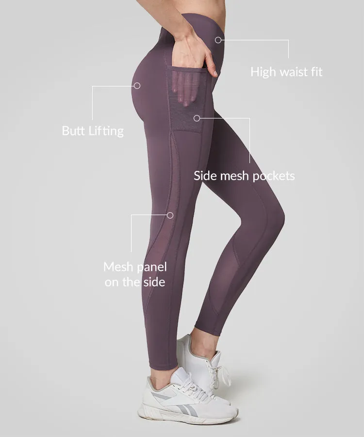 Power High Waist Mesh Pockets Running Leggings 26"| Women's High Support Leggings