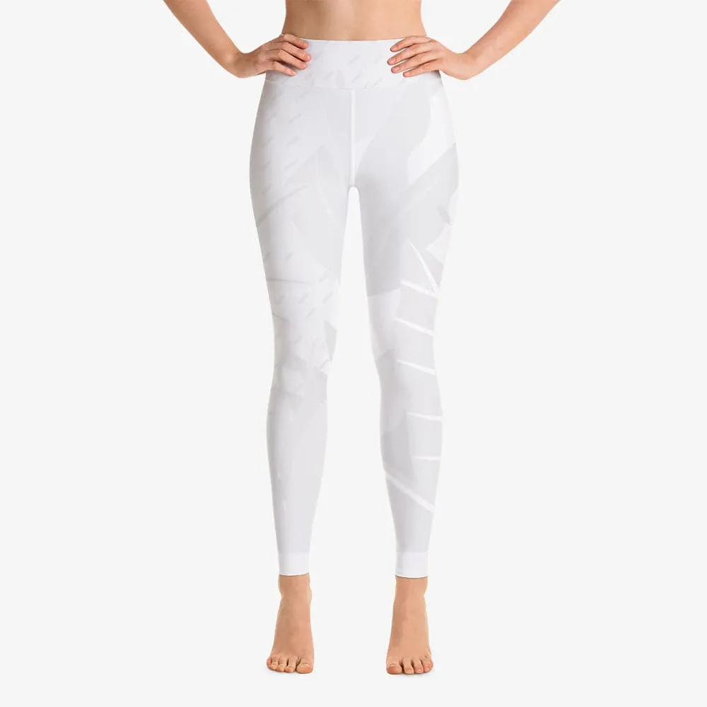 Printed Leggings "Leaves" White