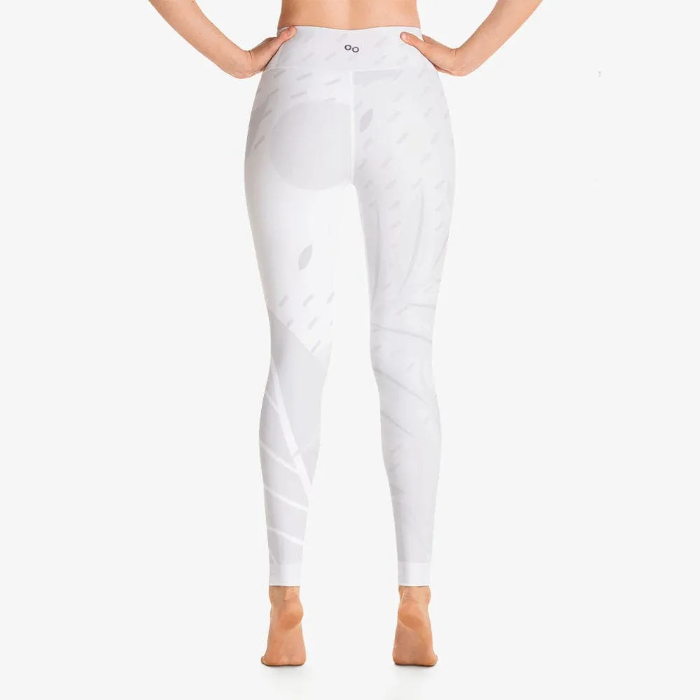 Printed Leggings "Leaves" White