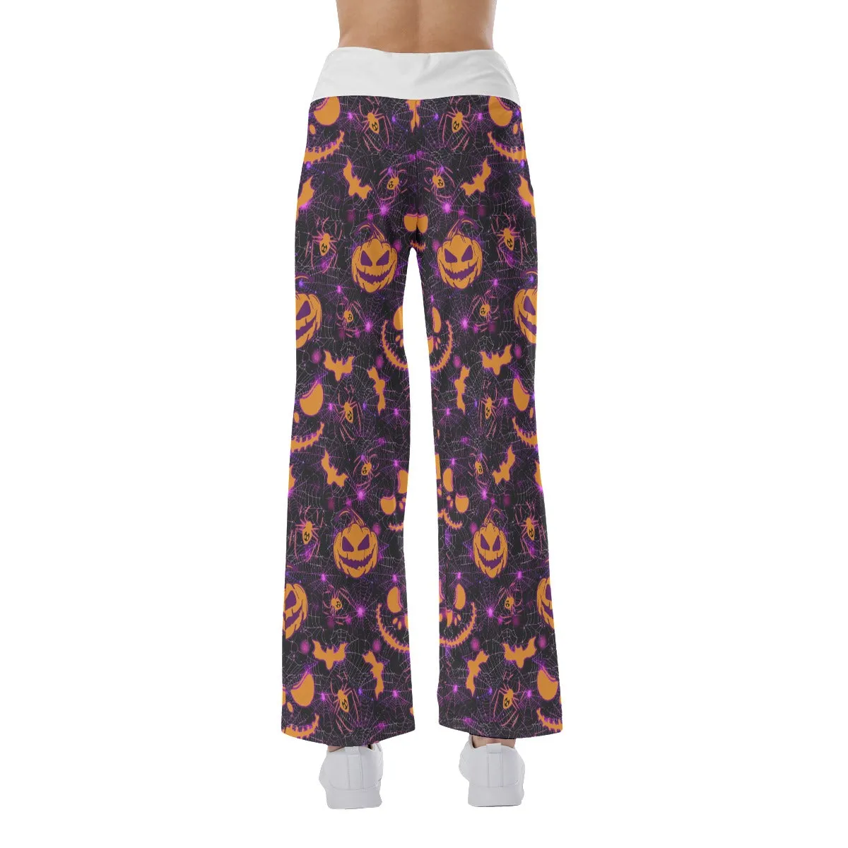 Purple Dark Halloween Women's High-waisted Wide Leg Pants