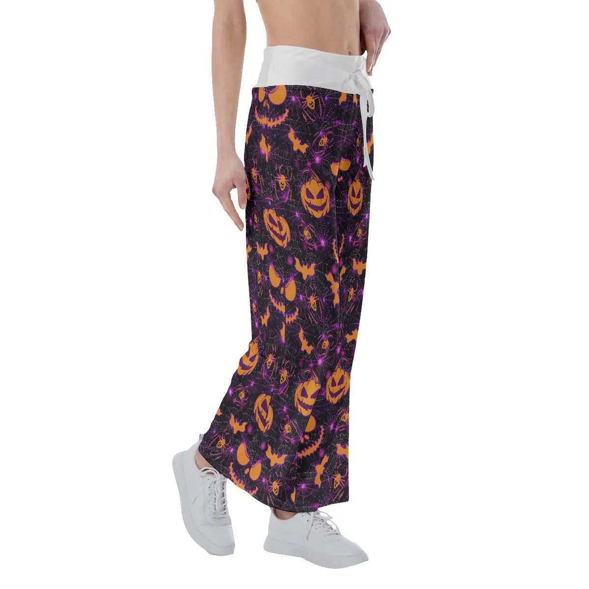 Purple Dark Halloween Women's High-waisted Wide Leg Pants