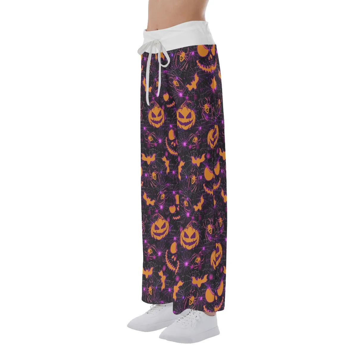 Purple Dark Halloween Women's High-waisted Wide Leg Pants