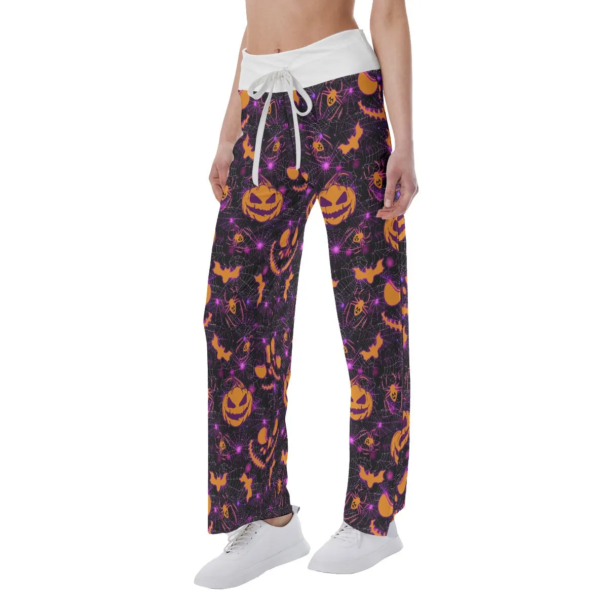 Purple Dark Halloween Women's High-waisted Wide Leg Pants