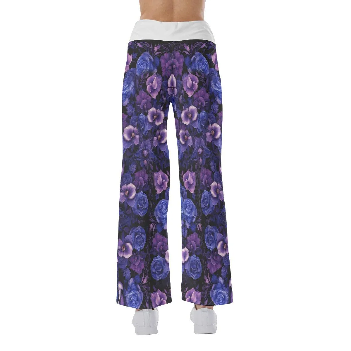 Purple Gothic Rose Skull High-waisted Wide Leg Pants