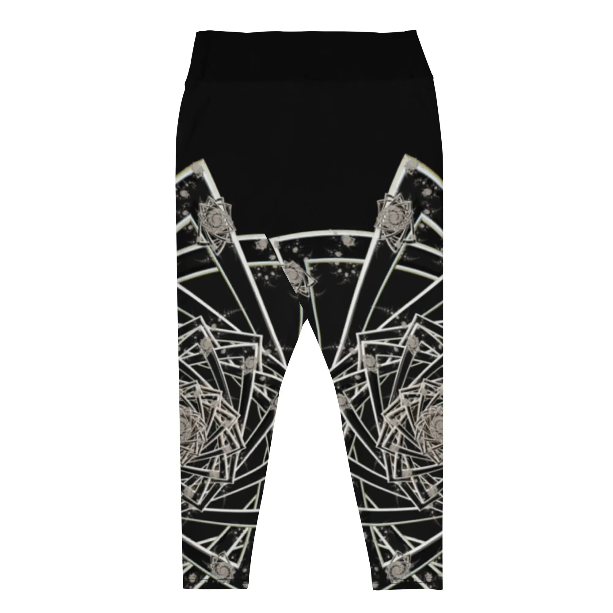 "Black Topological Rose " Collection - All-Over Print Plus Size Leggings