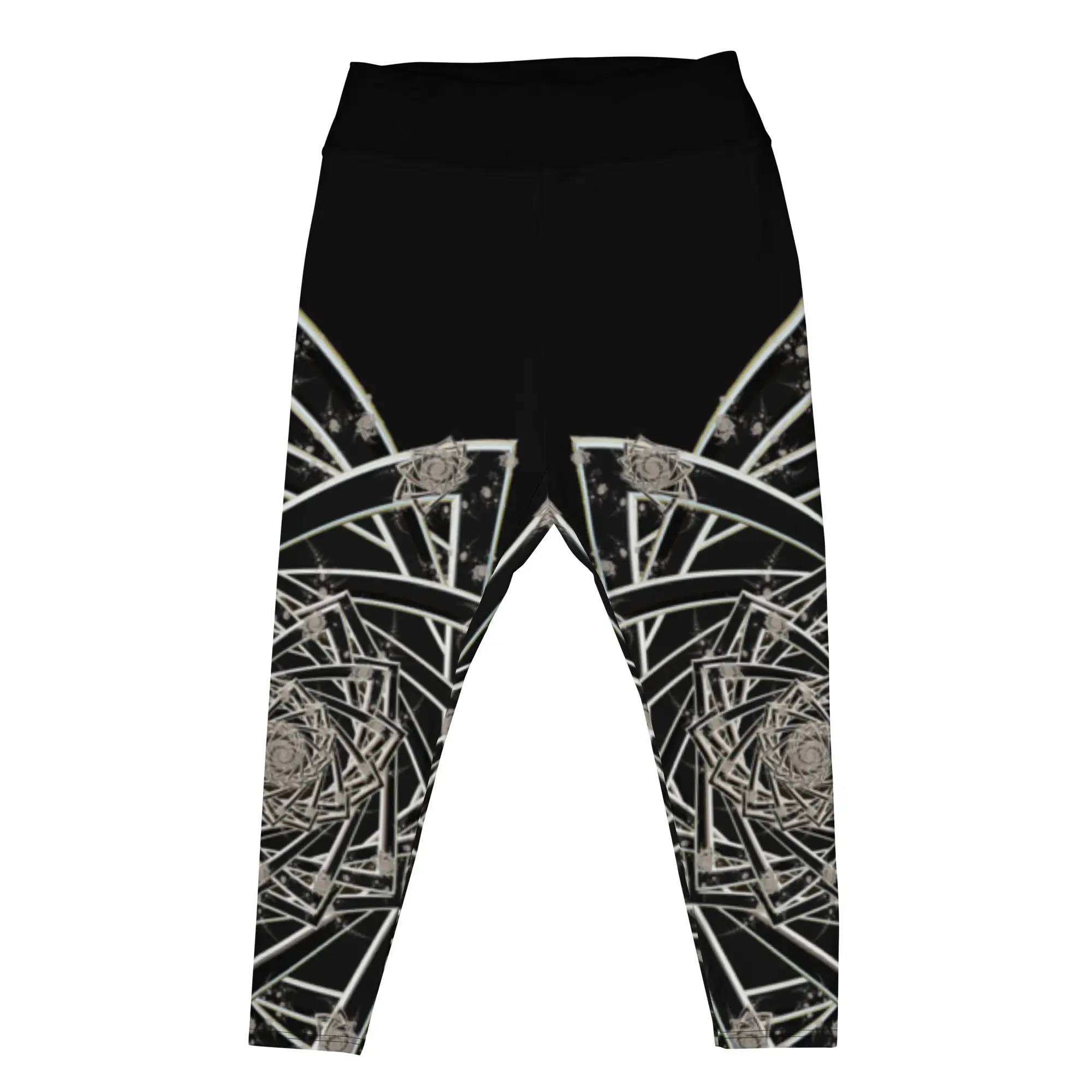 "Black Topological Rose " Collection - All-Over Print Plus Size Leggings