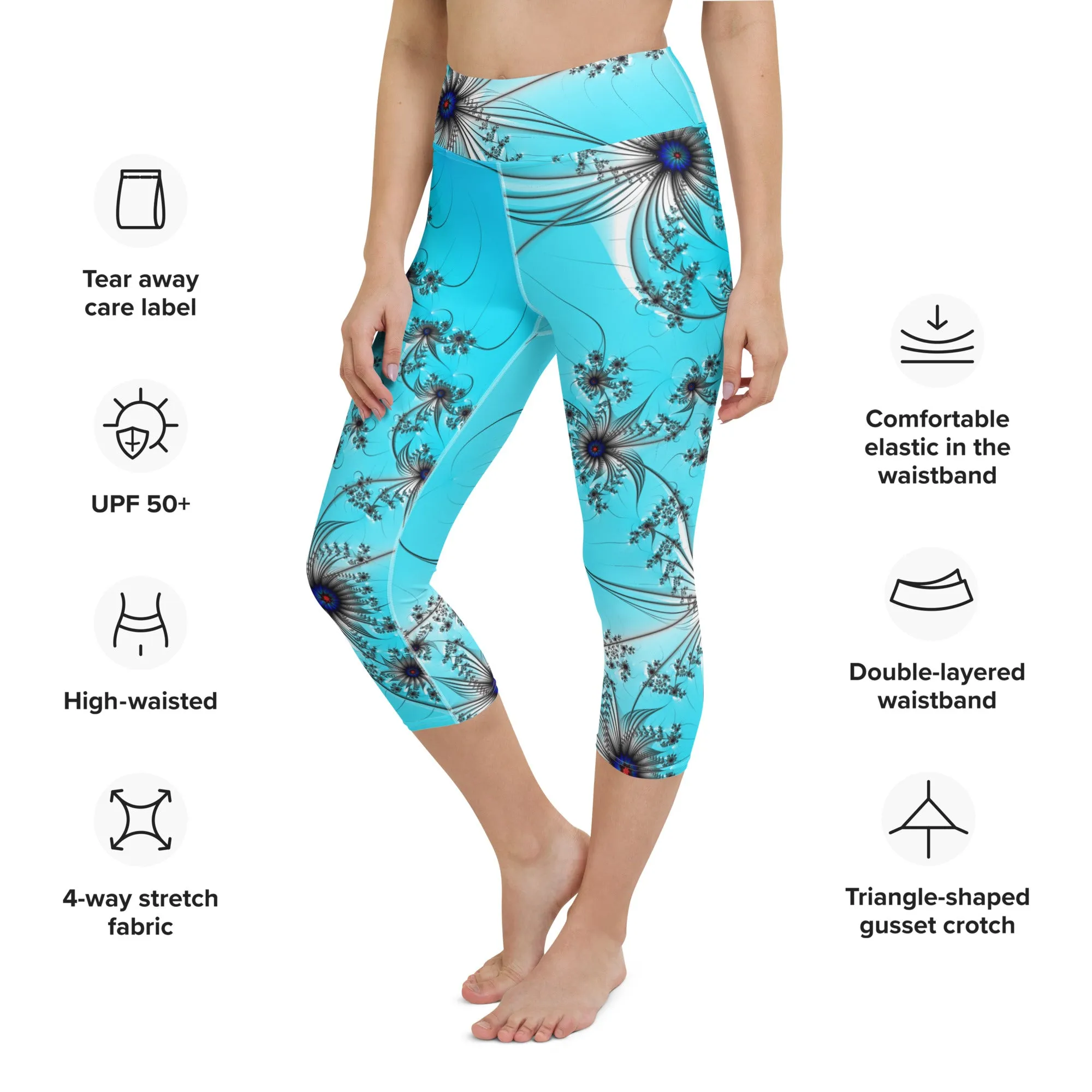 "Cobalt Spin" Collection - Yoga Capri Leggings