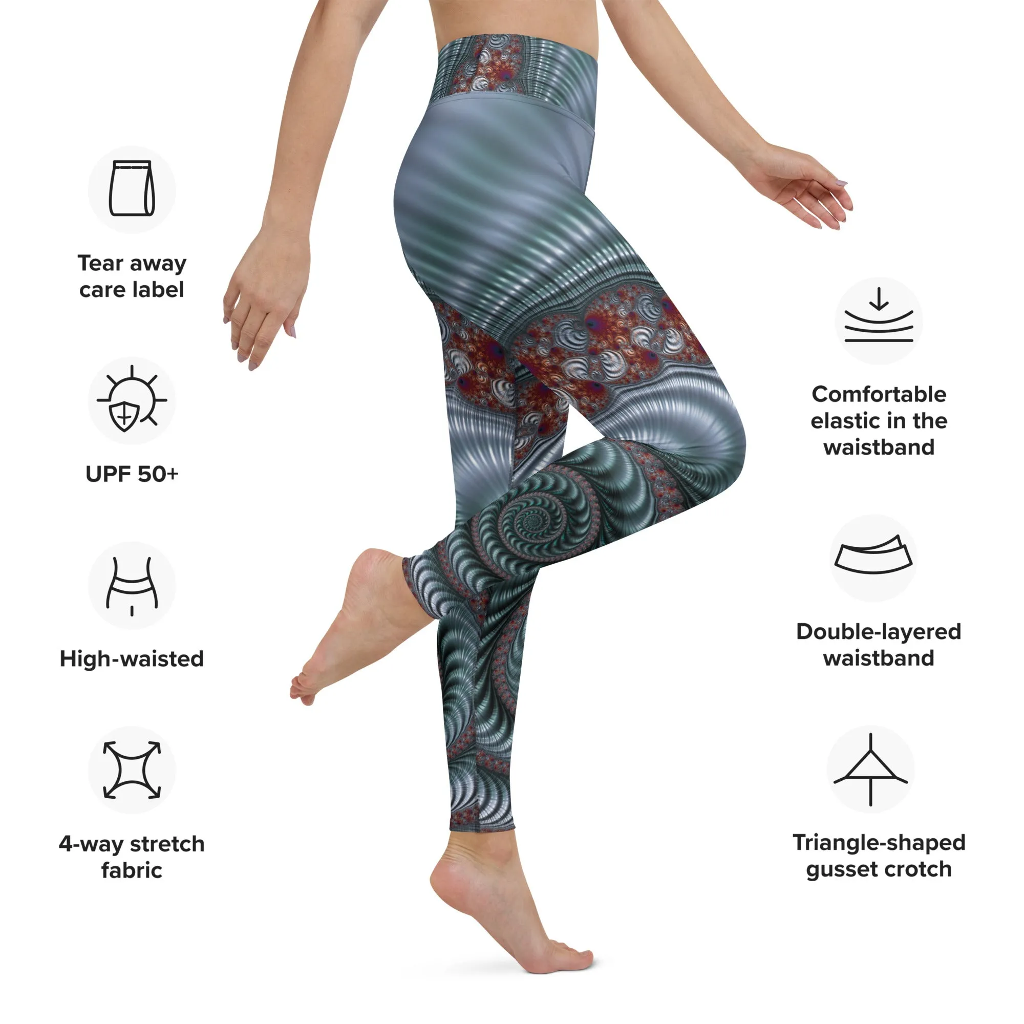 "Fractal Seashell" Collection - Long Yoga Leggings