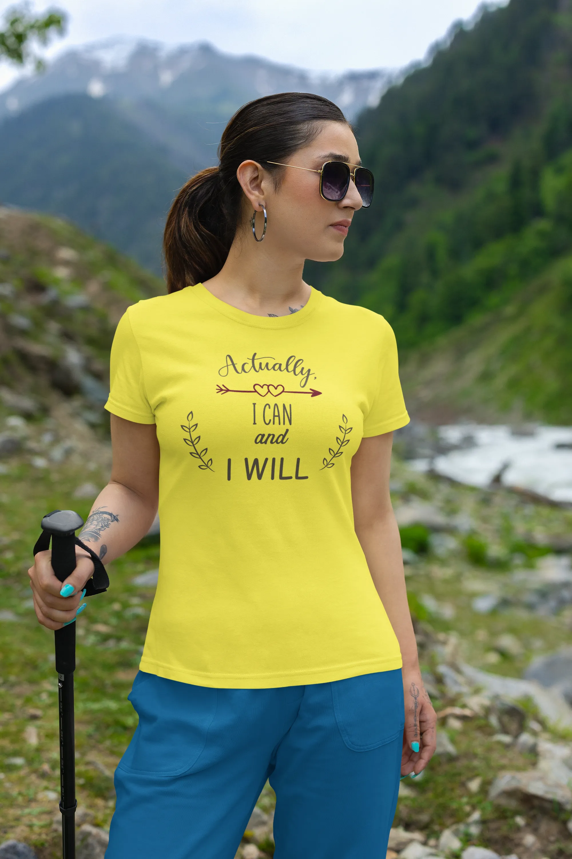 "I Can I Will" Cute Minimal Design Cotton T-Shirt