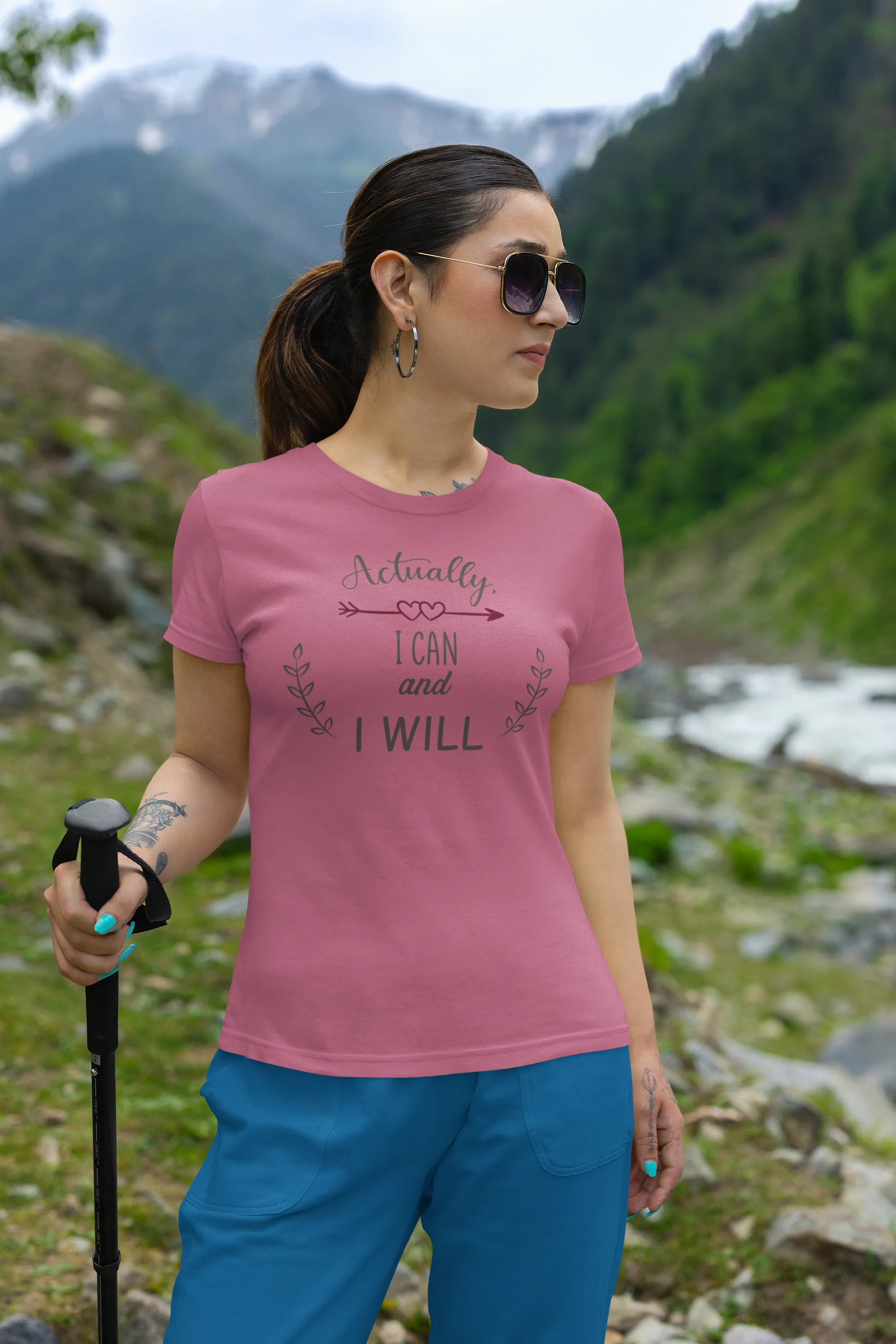 "I Can I Will" Cute Minimal Design Cotton T-Shirt