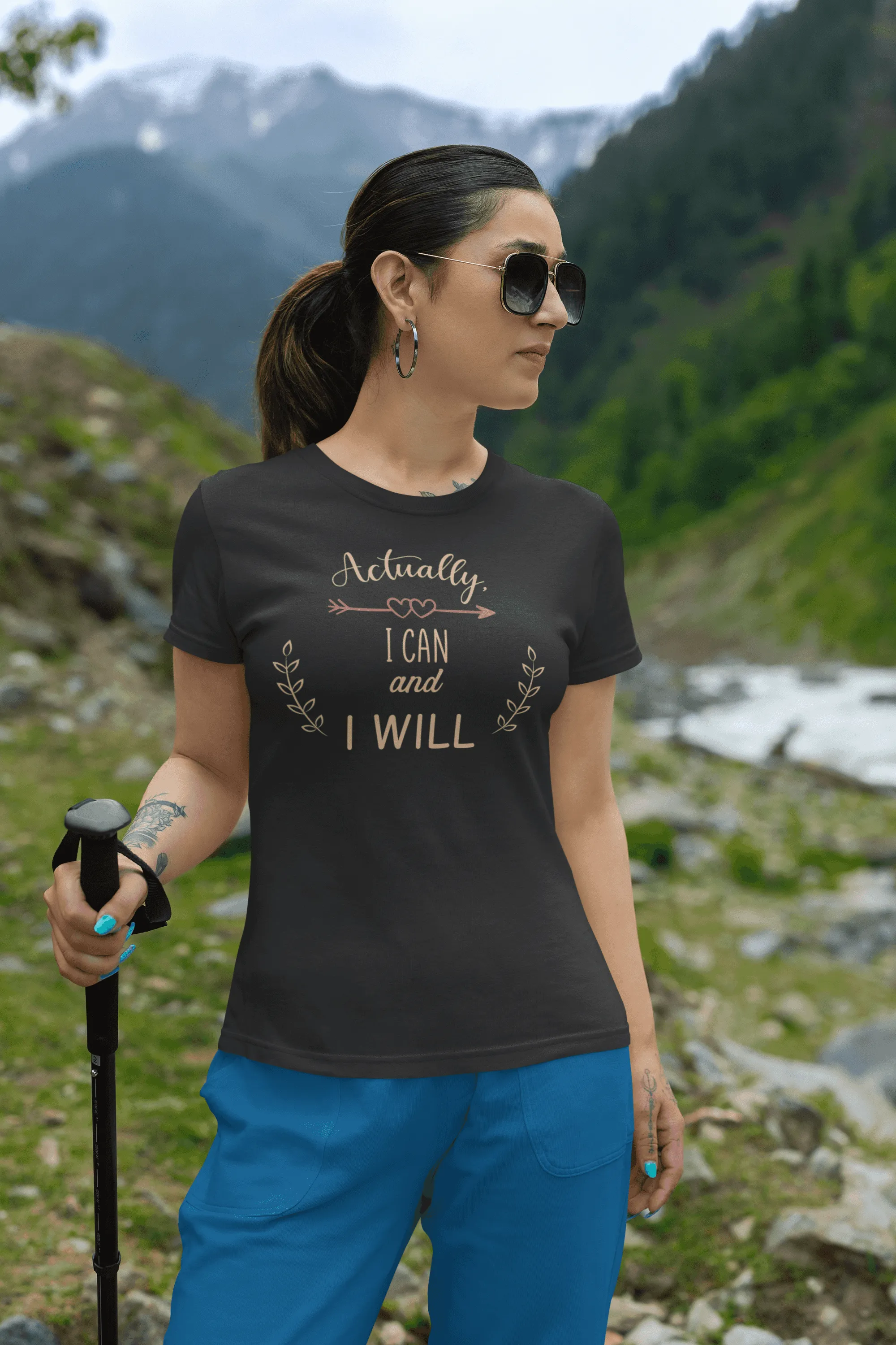 "I Can I Will" Cute Minimal Design Cotton T-Shirt