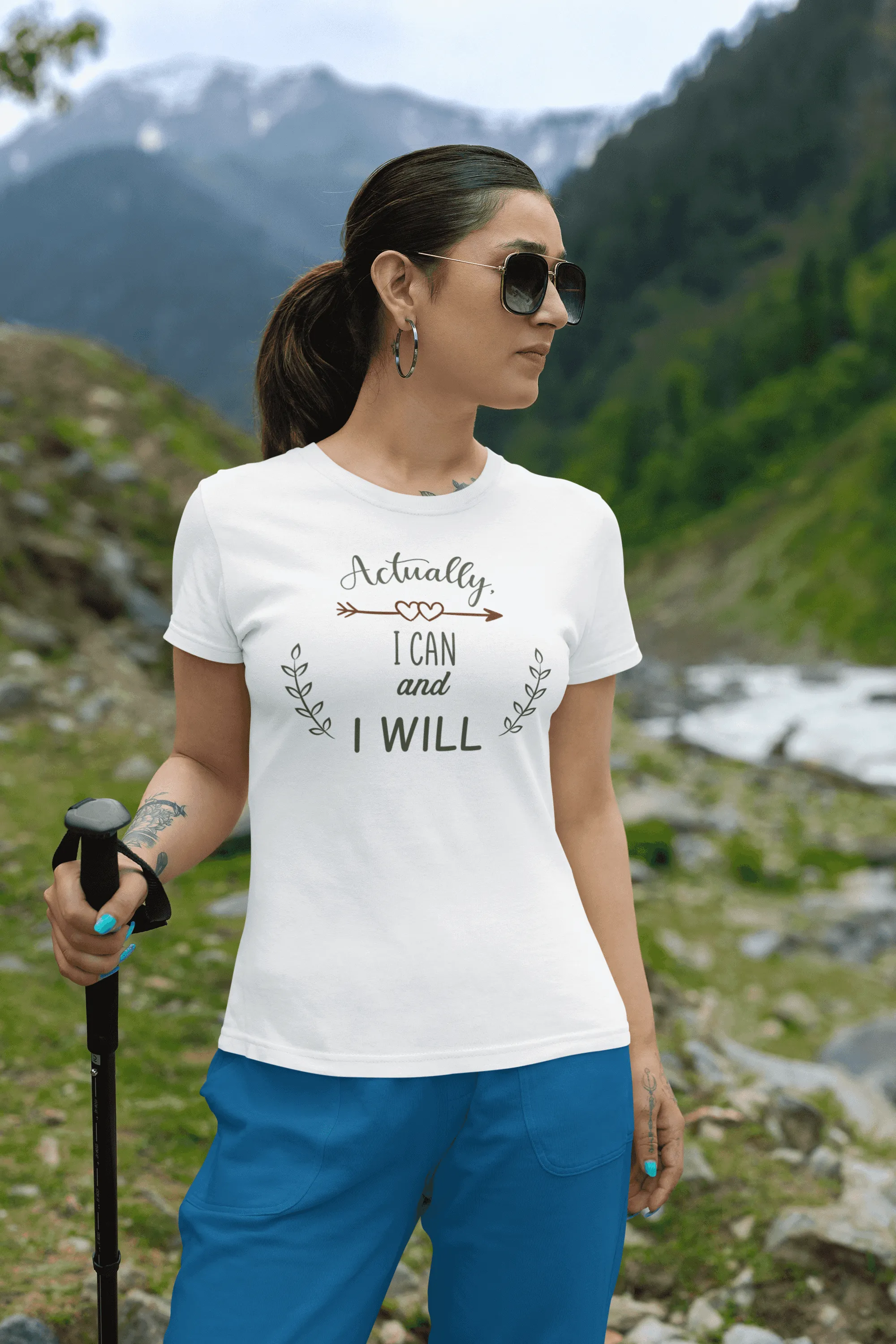 "I Can I Will" Cute Minimal Design Cotton T-Shirt