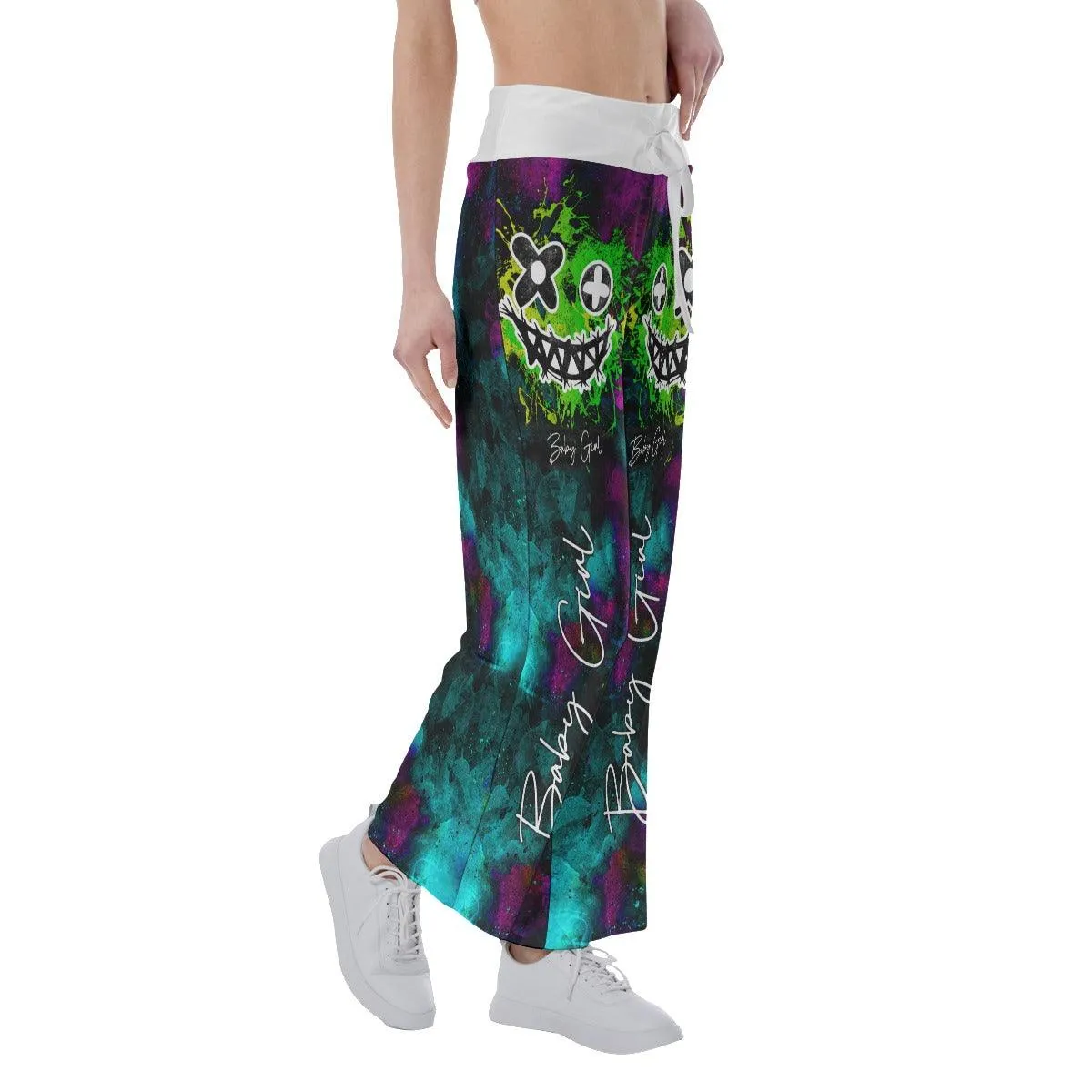 Radiant Skull Smile High-waisted Wide Leg Pants