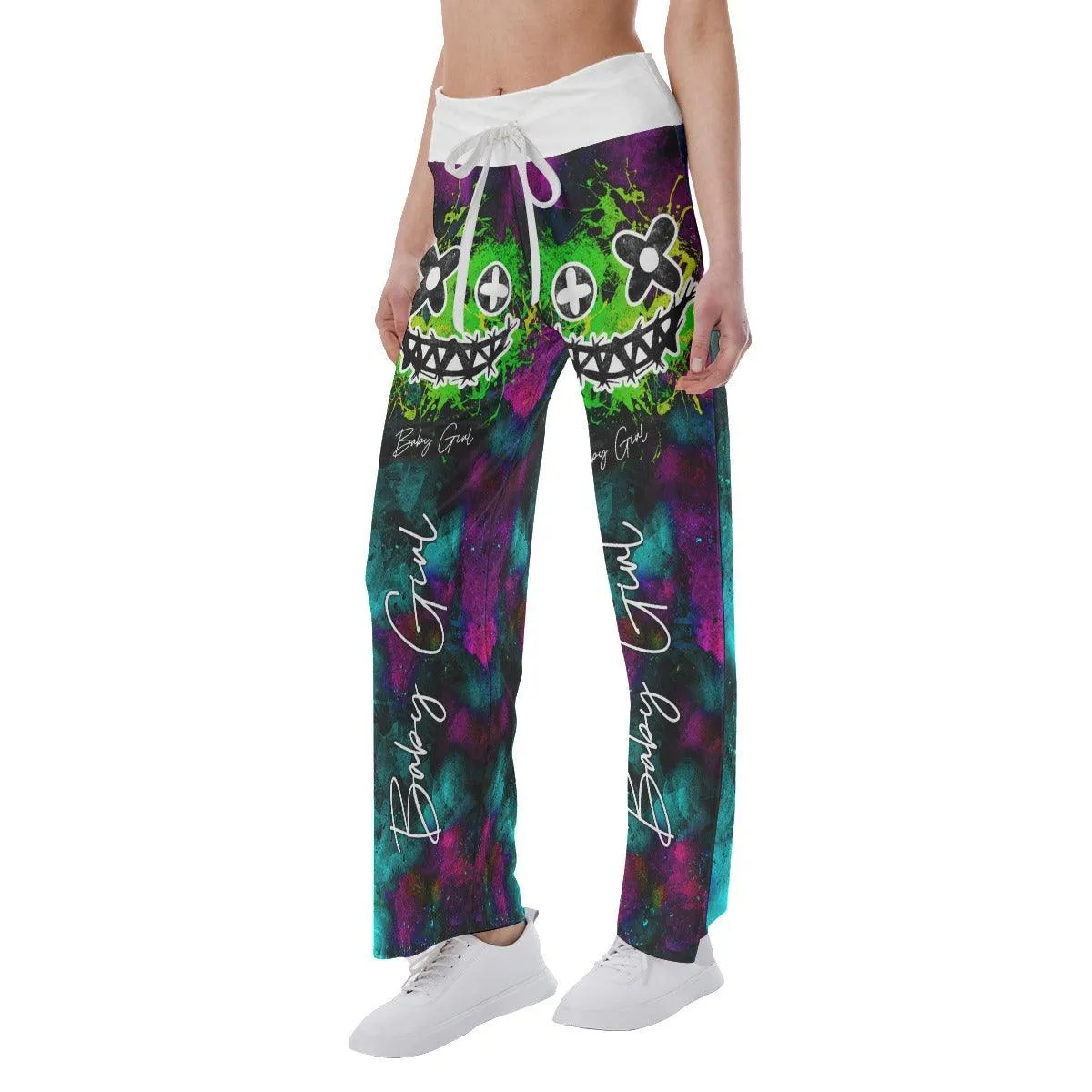 Radiant Skull Smile High-waisted Wide Leg Pants