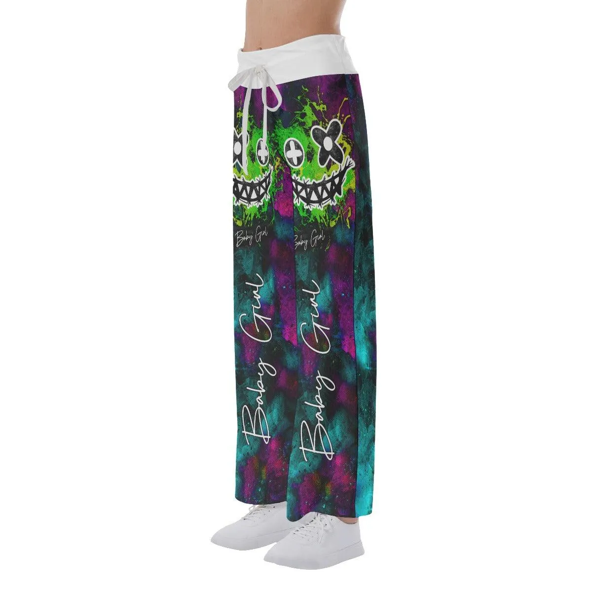 Radiant Skull Smile High-waisted Wide Leg Pants