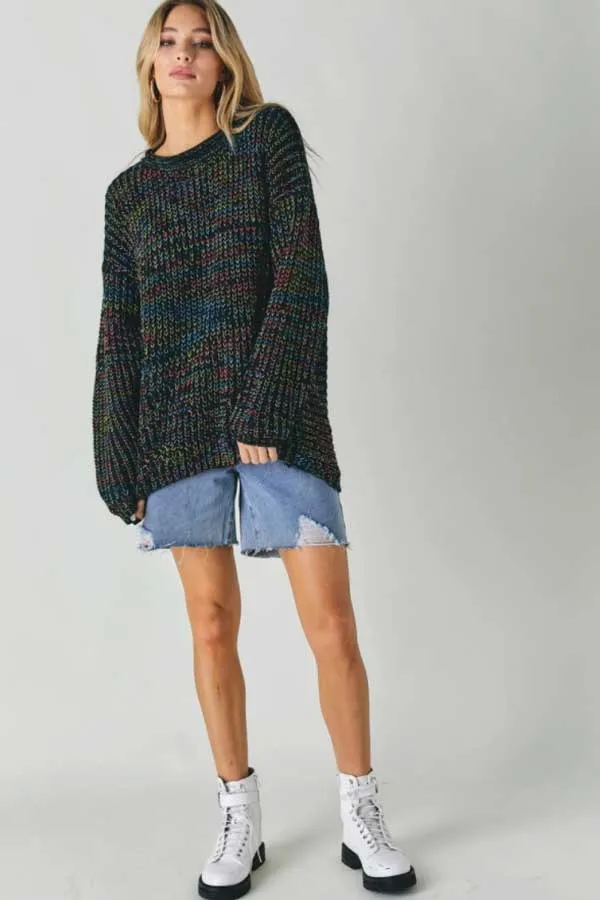 Rainbow Knit Crew Neck Sweater