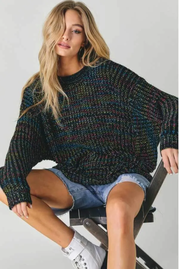 Rainbow Knit Crew Neck Sweater