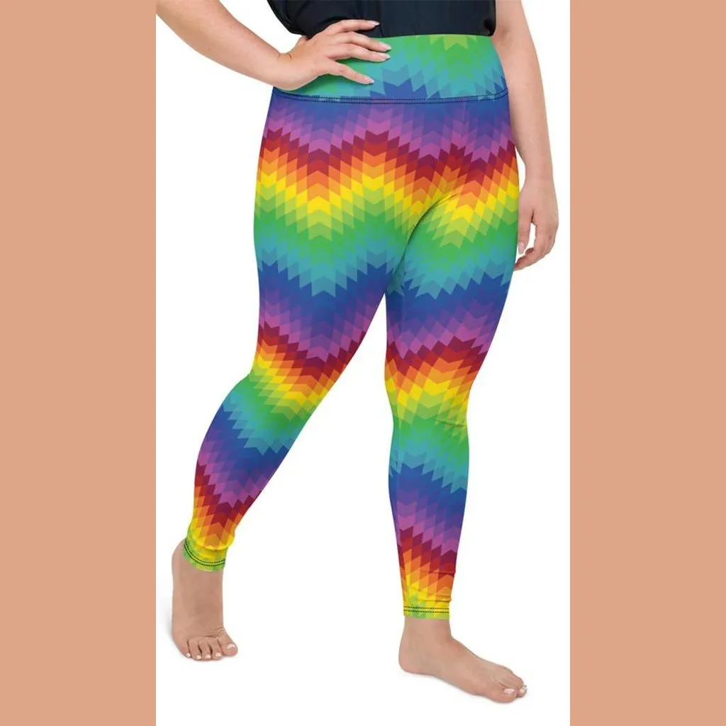 Rainbow Pattern Plus Size Leggings