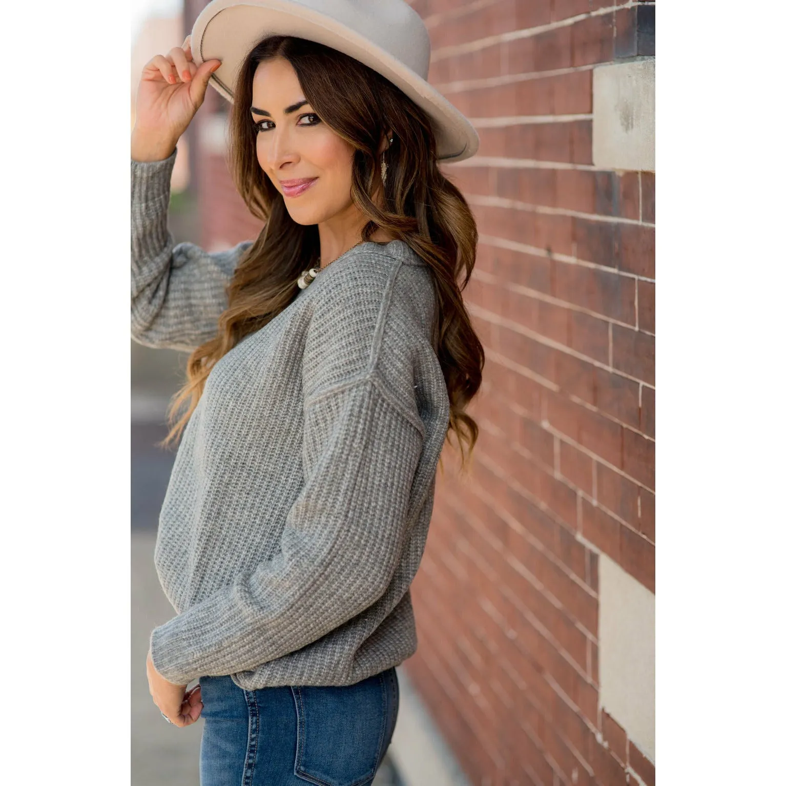 Raw Stitched Textured Sweater