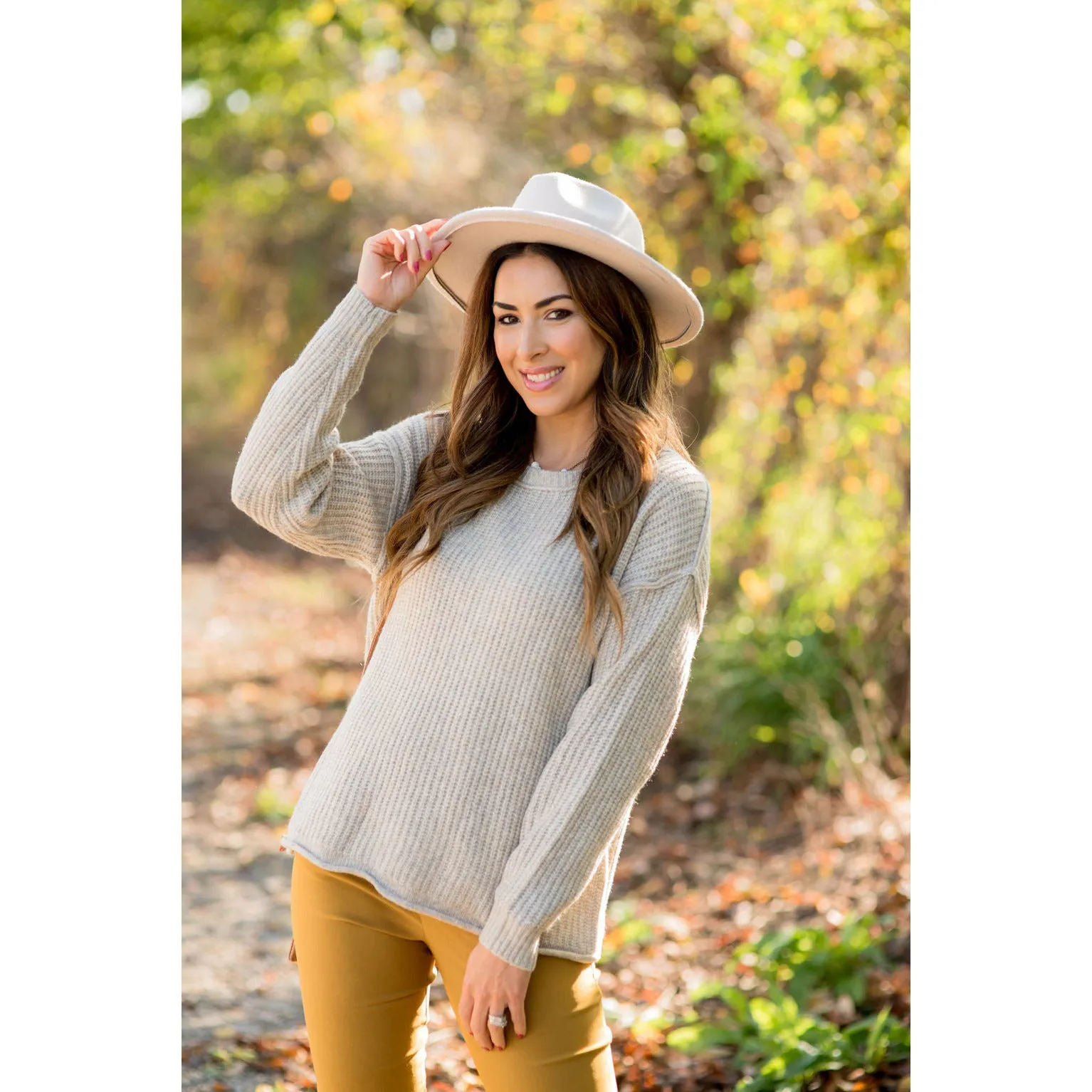 Raw Stitched Textured Sweater