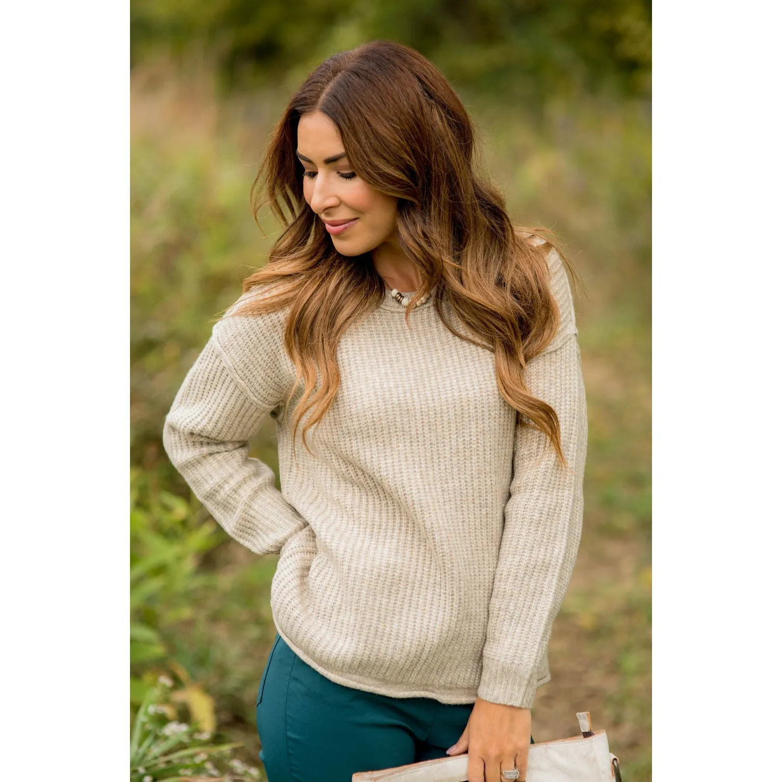 Raw Stitched Textured Sweater