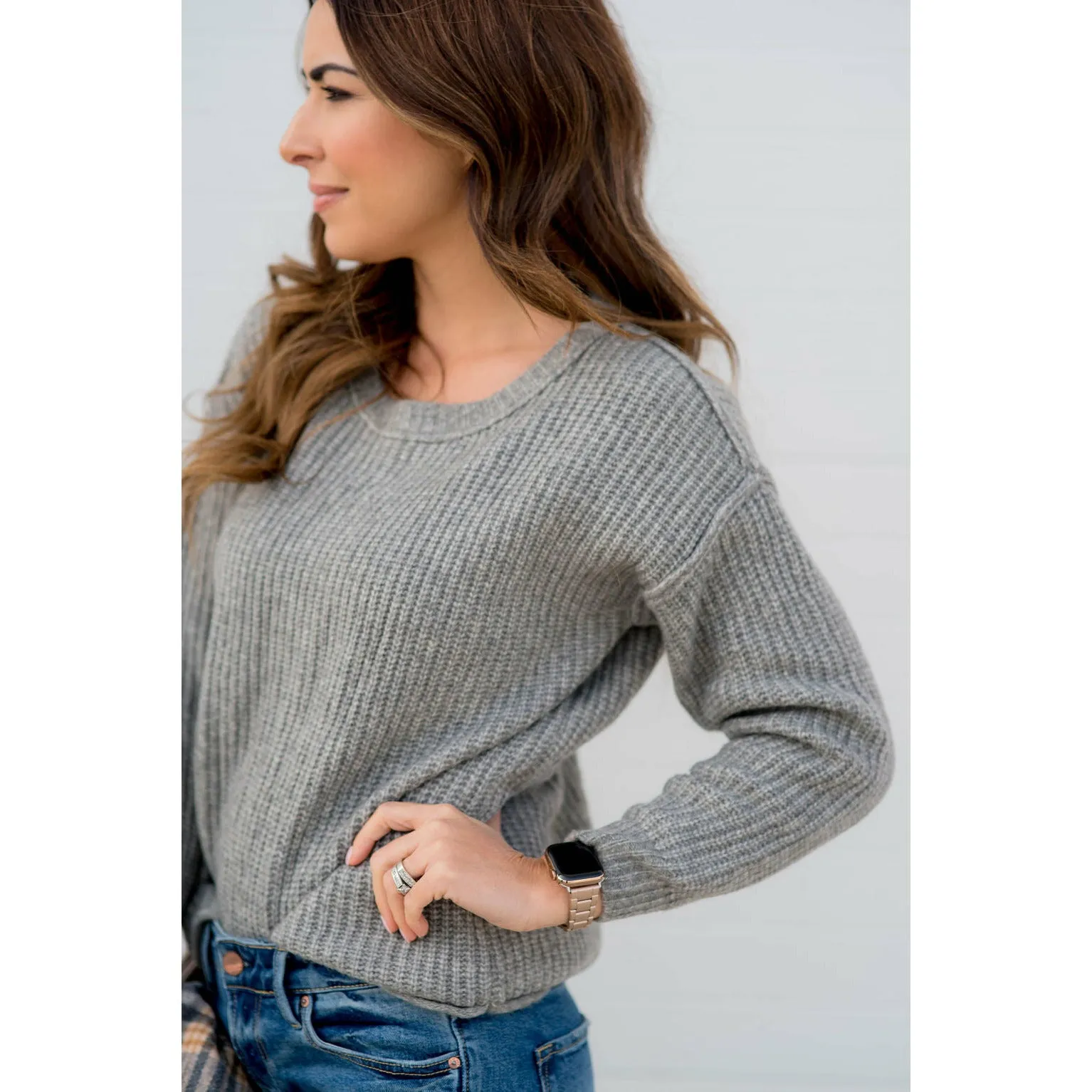 Raw Stitched Textured Sweater