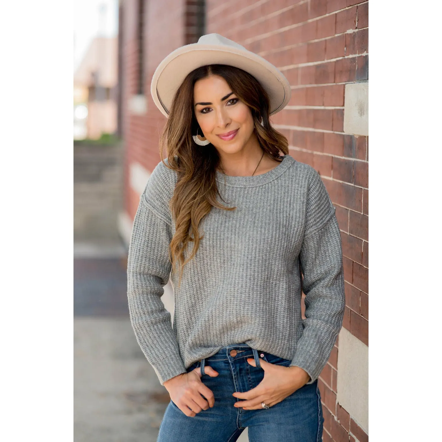 Raw Stitched Textured Sweater