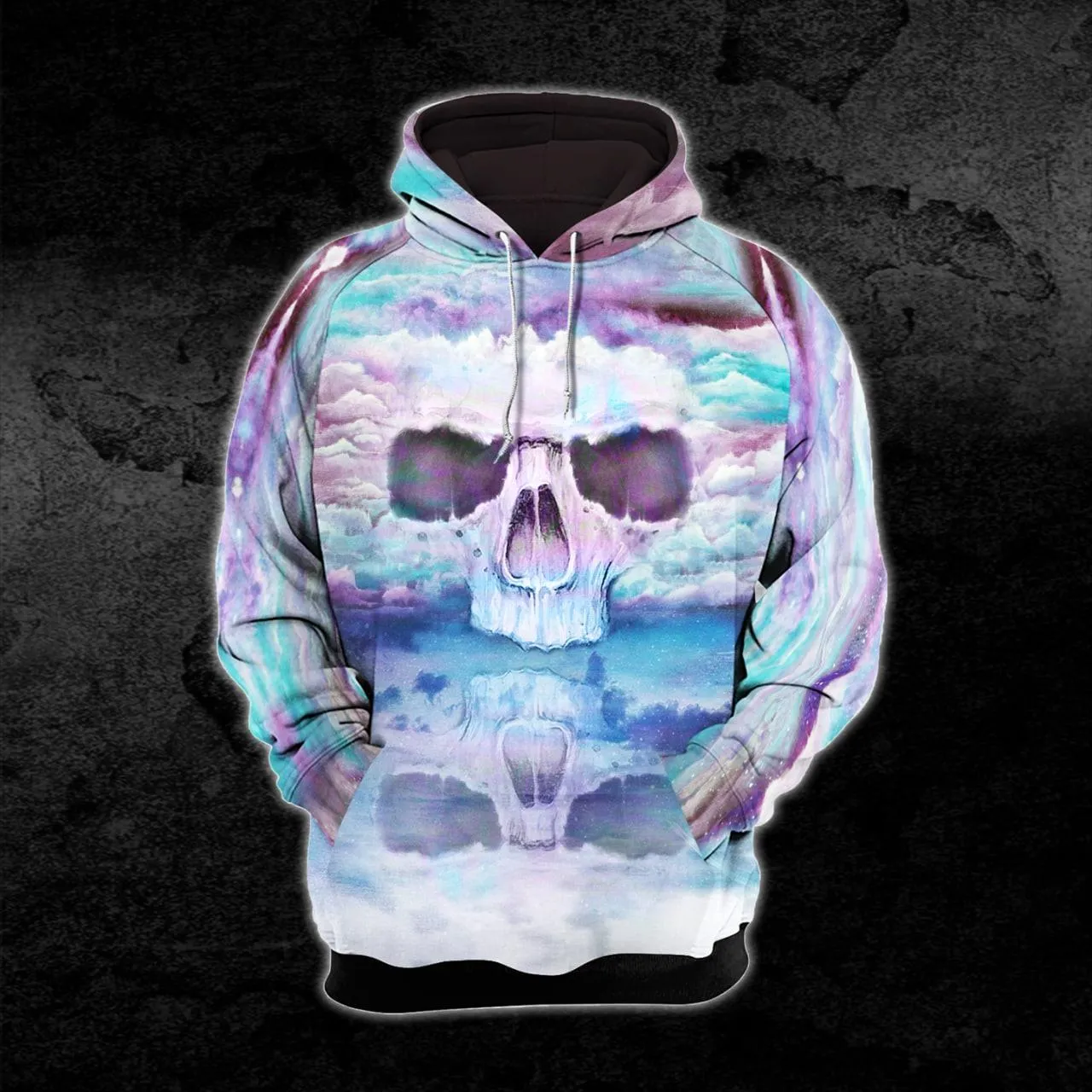 Reflective Pink Blue Cloudy Skull Combo Hoodie and Leggings