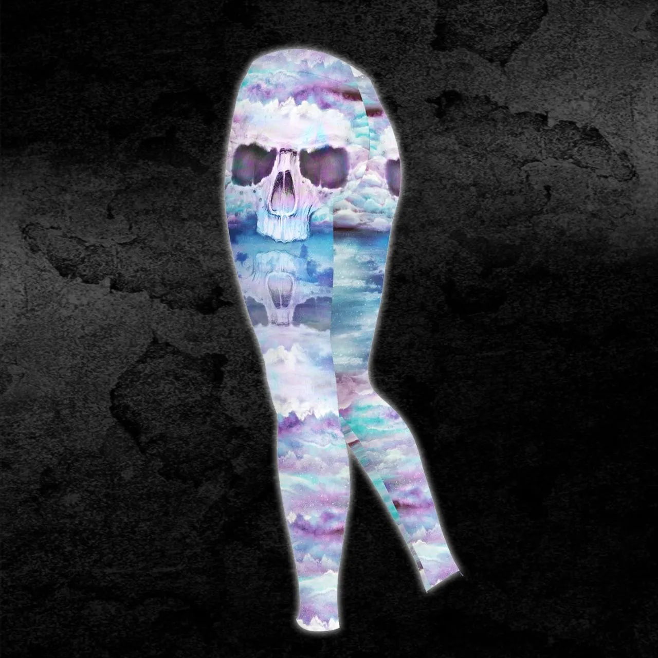 Reflective Pink Blue Cloudy Skull Combo Hoodie and Leggings