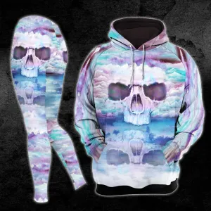 Reflective Pink Blue Cloudy Skull Combo Hoodie and Leggings