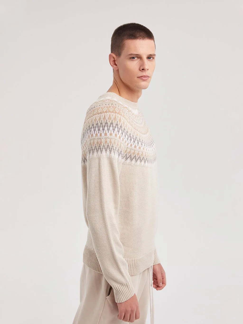 Relaxed Fit Casual Checkered Knit Christmas Sweater for Men