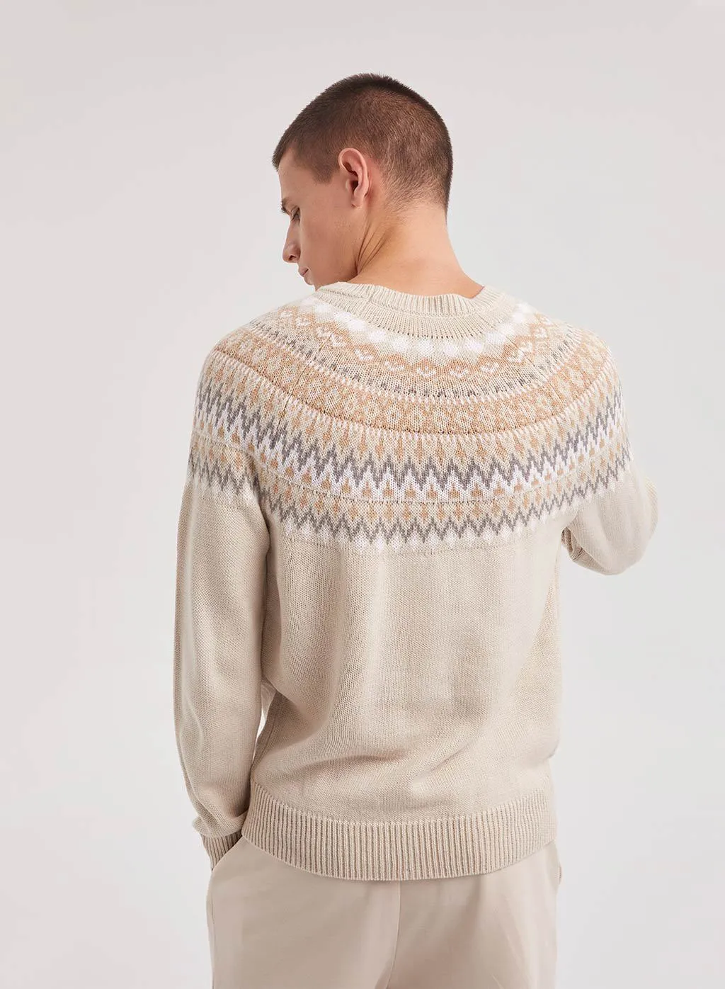 Relaxed Fit Casual Checkered Knit Christmas Sweater for Men