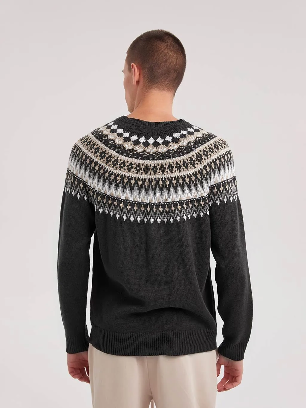 Relaxed Fit Casual Checkered Knit Christmas Sweater for Men